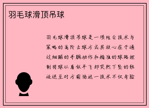 羽毛球滑顶吊球
